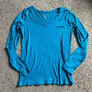 Old Navy Vibrant Blue Pocket Long Sleeve Tee Shirt Medium